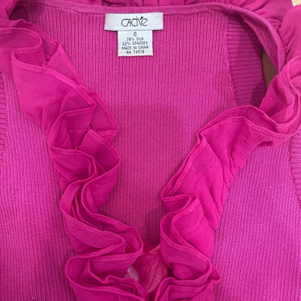 Cache Pink Ruffled Fitted Blouse - Picture 2 of 4